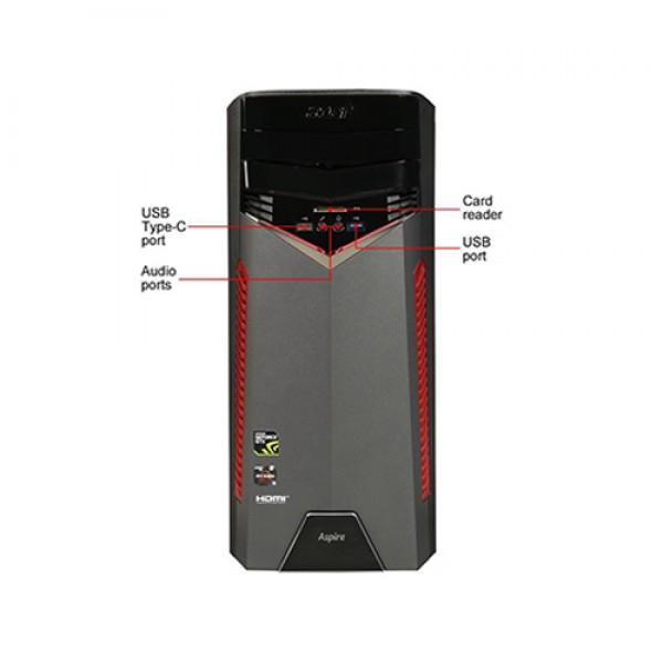 Acer Aspire GX Desktop-GX-281-UR11||AMD Ryzen™ 5 1400 Quad-Core Processor|8GB 1TB HDD|NVIDIA® GeForce® GTX 1050 2GB|Windows 10 Home|