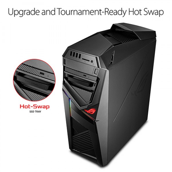 ASUS Strix Gaming Desktop-GL12CM-DS771||Intel® Core™ i7-8700K 3.7GHz (Turbo up to 4.7GHz)|16GB DDR4 (2x 8GB) 1TB (7200 RPM) + 256GB SSD|NVIDIA GeForce GTX1070 8GB|Windows 10 (64bit)|7.0" x 15.7" x 18.0"