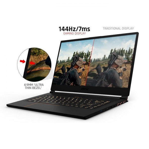 MSI GS65 Stealth THIN-051 15.6" 144Hz 7ms Ultra Thin Gaming Laptop GTX 1060 6G, i7-8750H 6 Core, 16GB RAM, 256GB SSD, RGB KB VR Ready, Metal, Black w/ Gold Diamond Cut, Win 10 Home 64bit