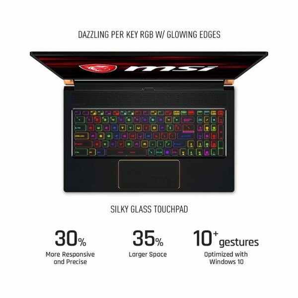 MSI GS75 Stealth-093 17.3" Razor Thin Bezel Gaming Laptop NVIDIA RTX 2080 8G Max-Q, 144Hz 3ms, Intel i7-8750H (6 cores), 32GB, 512GB NVMe SSD, TB3, Per Key RGB, Win10H, Matte Black w/ Gold Diamond Cut
