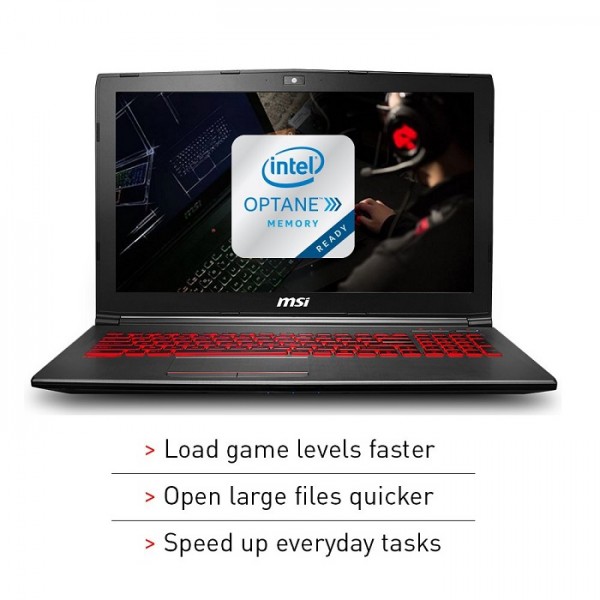 MSI GV62 8RD-200 15.6" Full HD Performance Gaming Laptop PC i5-8300H, GTX 1050Ti 4G, 8GB RAM, 16GB Intel Optane Memory + 1TB HDD, Win 10 64 bit, Black, Steelseries Red Backlit Keys