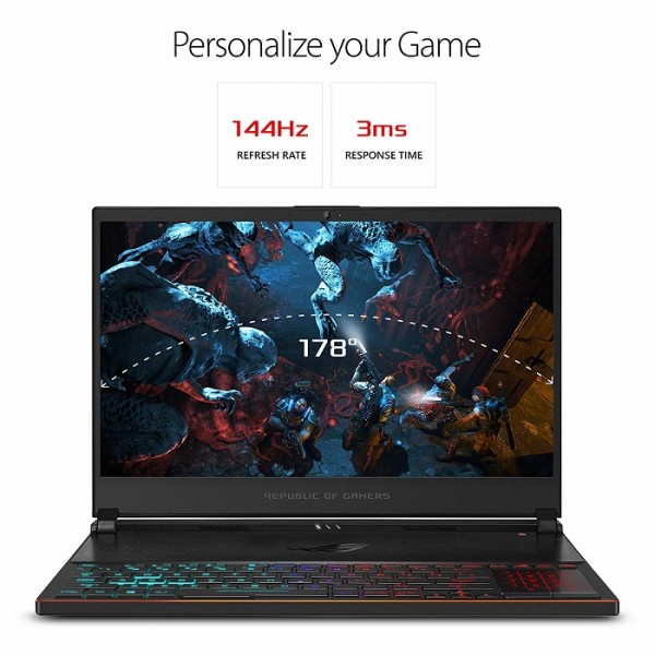 ASUS ROG Zephyrus S Ultra Slim Gaming PC Laptop, 15.6” 144Hz IPS Type, Intel Core i7-8750H CPU, GeForce GTX 1070, 16GB DDR4, 512GB PCIe SSD, Military-Grade Metal Chassis, Win 10 Home - GX531GS-AH76