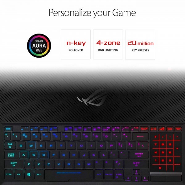 ASUS ROG Zephyrus S Ultra Slim Gaming PC Laptop, 15.6” 144Hz IPS Type, Intel Core i7-8750H CPU, GeForce GTX 1070, 16GB DDR4, 512GB PCIe SSD, Military-Grade Metal Chassis, Win 10 Home - GX531GS-AH76