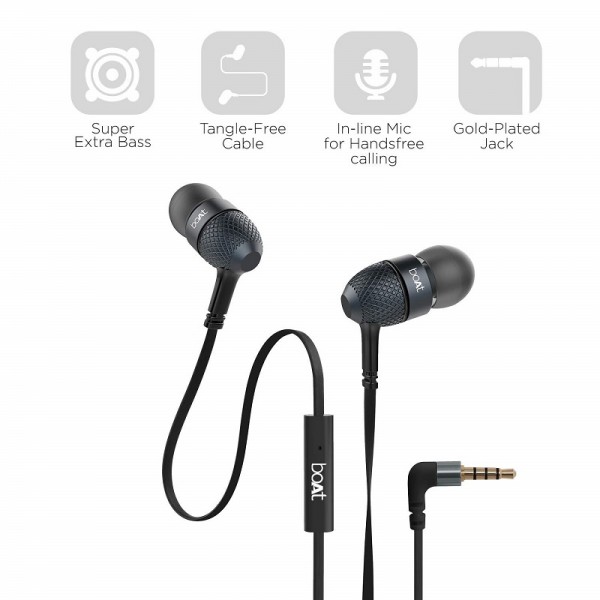 New Boat BassHeads 225 in-Ear Super Extra Bass Headphones (Black)
