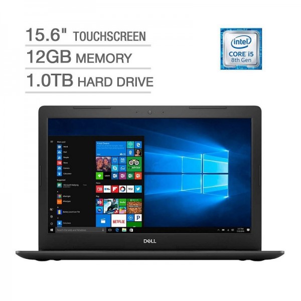 Dell Inspiron 15 5000 Flagship Premium 15.6" Full HD Touchscreen Backlit Keyboard Laptop, Intel Core i5-8250U Quad-Core, 12GB DDR4, 1TB HDD, DVD-RW, Bluetooth 4.2, Windows 10, Black