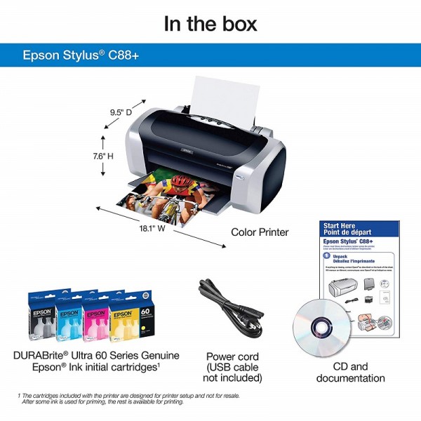 Epson Stylus C88+ Inkjet Printer Color 5760 x 1440 dpi Print Plain Paper Print Desktop Model
