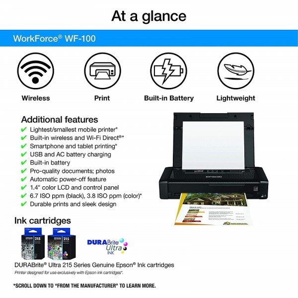 Epson Workforce WF-100 Wireless Mobile Printer