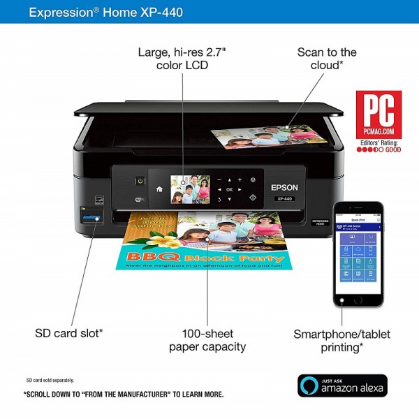 Epson Expression Home XP-440 Wireless Color Photo Printer with Scanner and Copier
