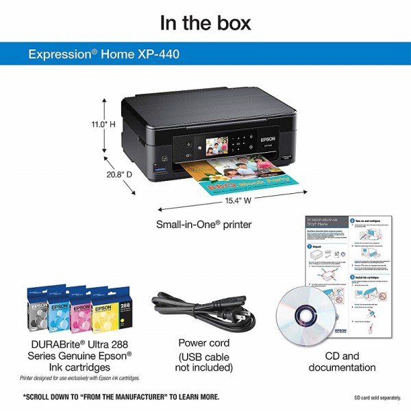 Epson Expression Home XP-440 Wireless Color Photo Printer with Scanner and Copier