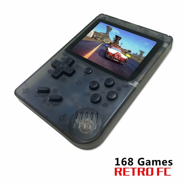 Handheld Game Console, Retro Game Console with 168 Classic Games (Transparent Black)