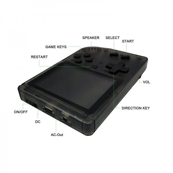 Handheld Game Console, Retro Game Console with 168 Classic Games (Transparent Black)