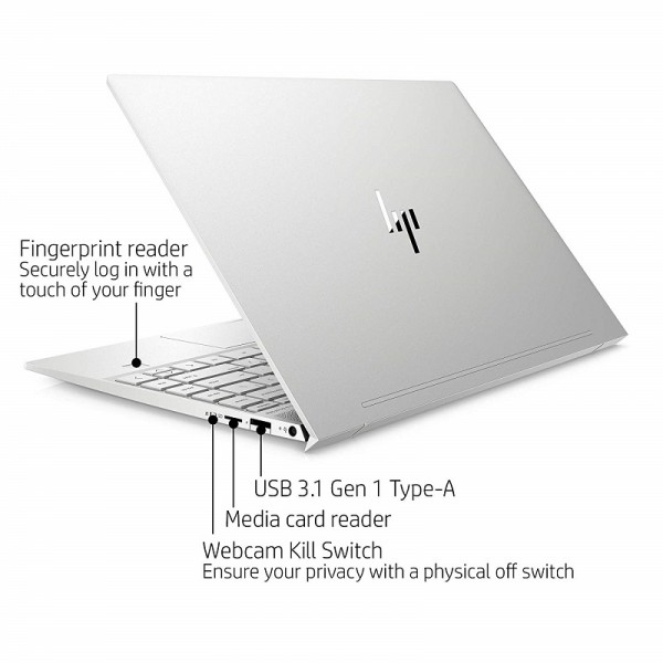 HP ENVY 13” Thin Laptop w/ Fingerprint Reader, 4K Touchscreen, Intel Core i7-8565U, NVIDIA GeForce MX250 Graphics, 16GB SDRAM, 512GB SSD, Windows 10 Home (13-aq0044nr, Natural Silver)