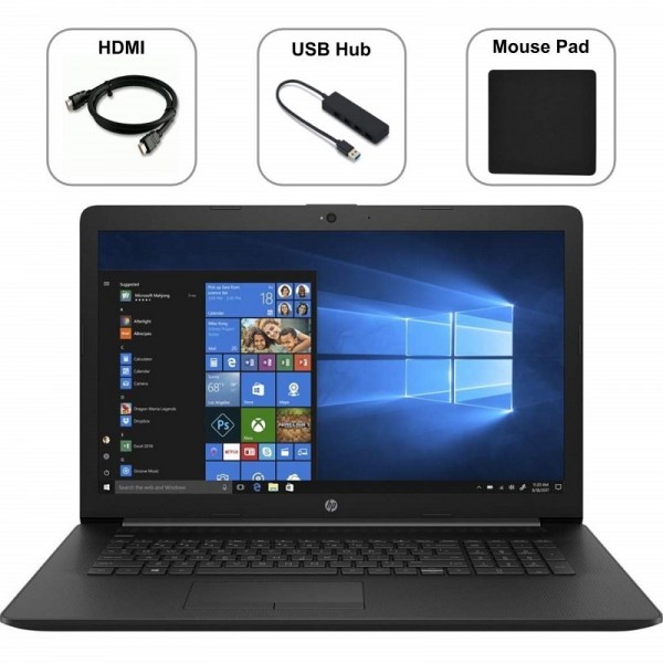 HP Pavilion 2019 Premium 17.3 inch HD Laptop Notebook Computer, 4-Core Intel Core i5-8265U 1.60 GHz, 12GB RAM, 128GB SSD + 1TB HDD, DVD, Wi-Fi, Bluetooth, Webcam, HDMI, Windows 10