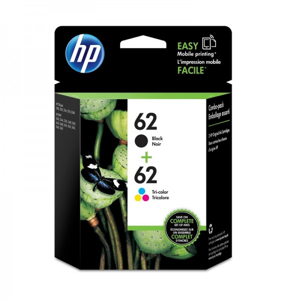 HP 62 2-pack Black/Tri-color Original Ink Cartridges (N9H64FN)