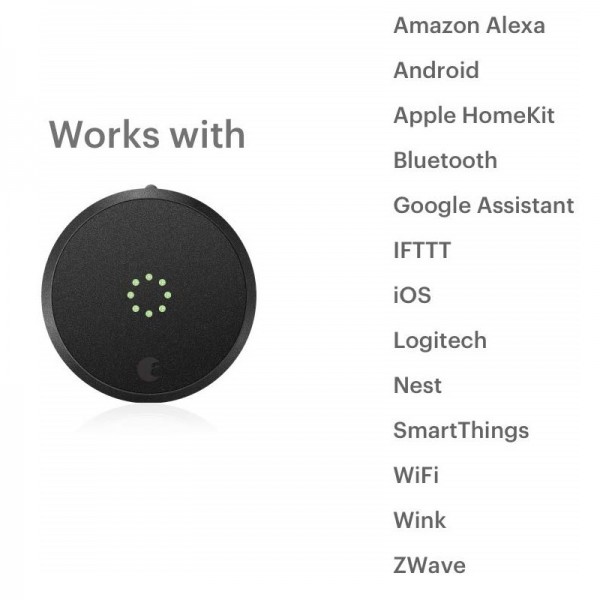 August Smart Lock Pro, 3rd Generation - Dark Gray, Works with Alexa