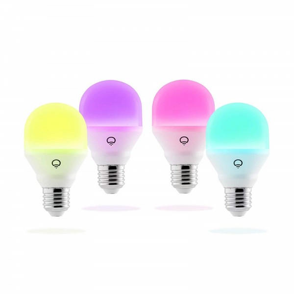 LIFX Mini Color (A19) Wi-Fi Smart LED Light Bulb, Adjustable, Multicolor, Dimmable, No Hub Required, Works with Alexa, Apple HomeKit and The Google Assistant, Pack of 4