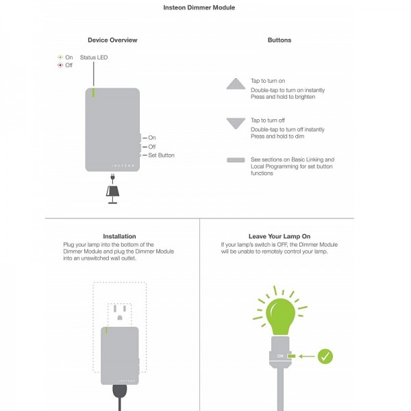 Insteon 2457D2 LampLinc INSTEON Plug-In Lamp Dimmer Module Dual-Band, 2-Pin