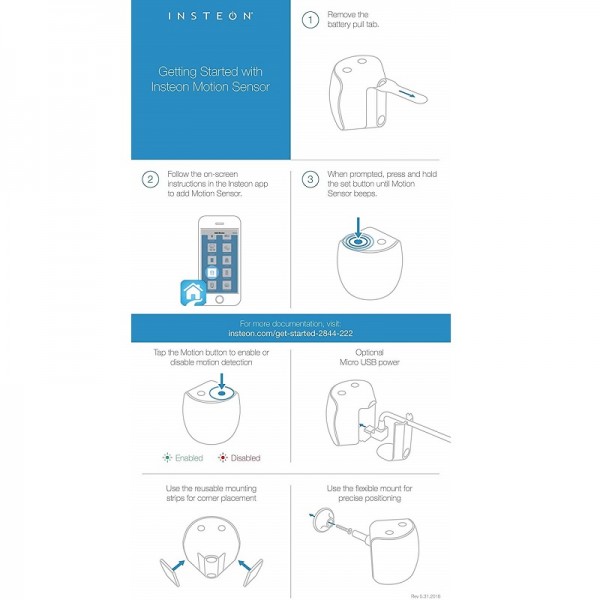 Insteon 2844-222 Wireless Motion Sensor II, Automatically Turn On/Off Lights - Use with Insteon Hub for Smarthphone Alerts