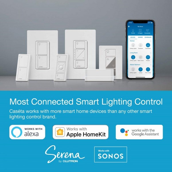 Lutron Caseta Smart Start Kit, Dimmer Switch (2 Count) with Smart Bridge, Remotes, and Pedestals | Works with Alexa, Apple HomeKit, and The Google Assistant