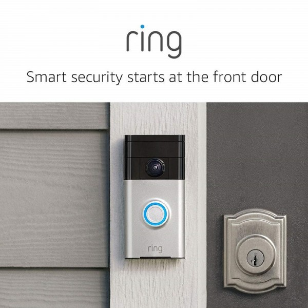 Ring Wi-Fi Enabled Video Doorbell in Satin Nickel, Works With Alexa