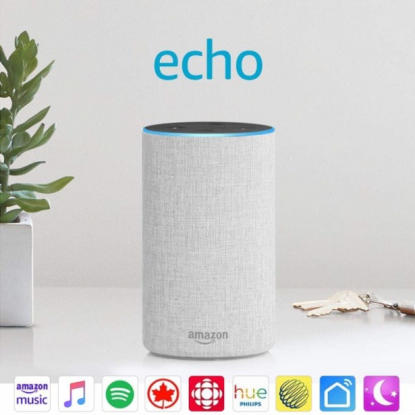 Echo (2nd Generation) - Smart speaker with Alexa - Sandstone Fabric