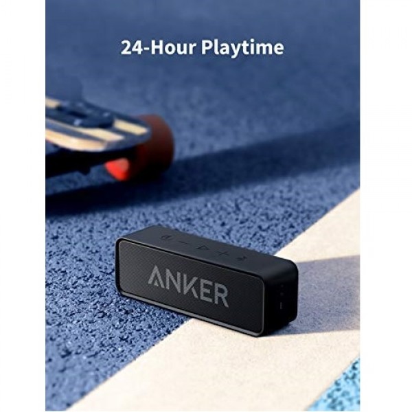 Anker SoundCore 24-Hour Playtime Bluetooth Speaker with 10W Dual-Driver Stereo Sound, Rich Bass, 66 ft Bluetooth Range, Built-in Mic. Portable Wireless Speaker for iPhone, Samsung, and More