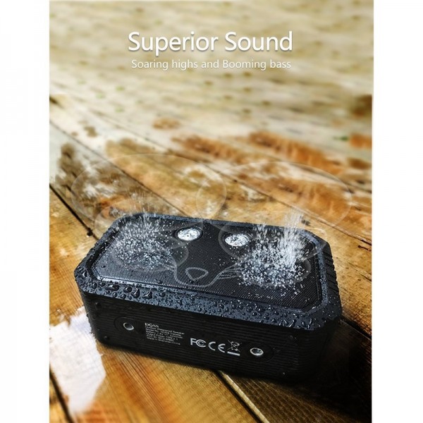 DOSS Traveler Waterproof Bluetooth Speaker, Portable Rugged Wireless Bluetooth Outdoor Stereo Speakers with 20W HD Sound-Black