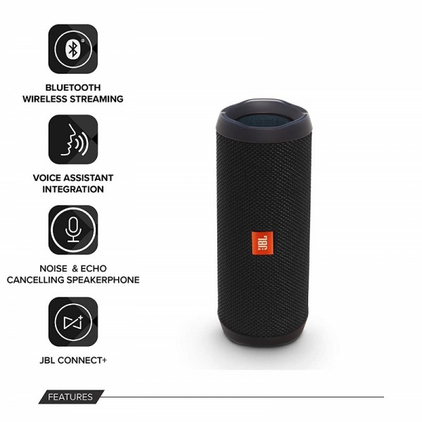 JBL Flip 4 Waterproof Portable Bluetooth Speaker (Black)